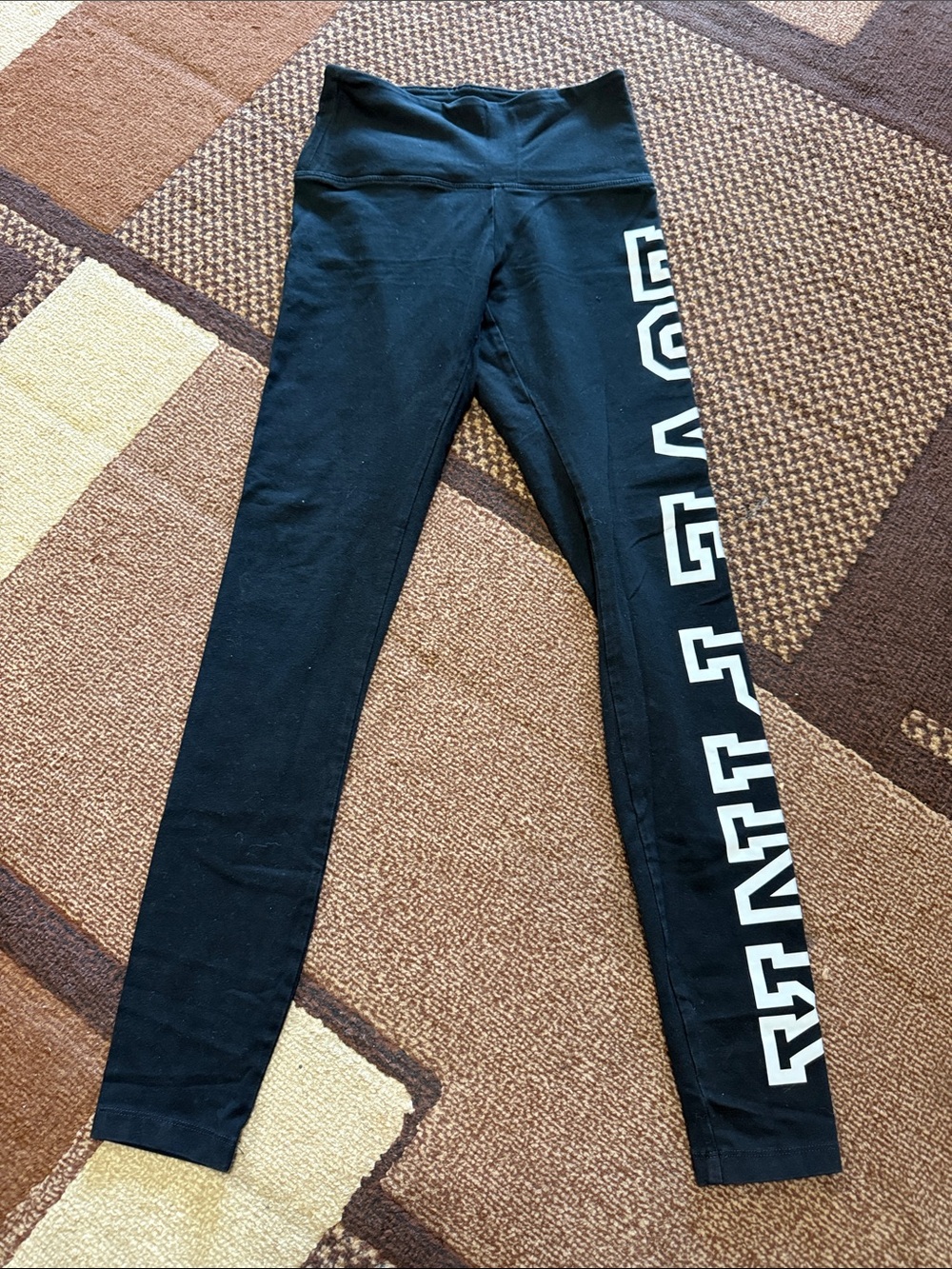 PINK Victoria's Secret Black Leggings with White Side Logo